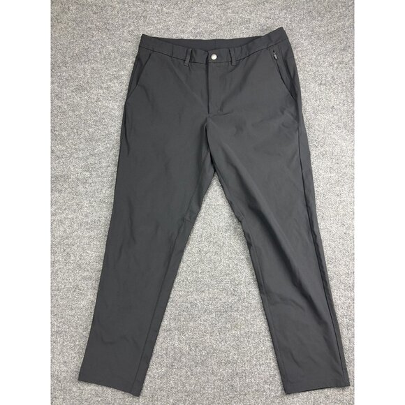 Crazy Yoga Performance Pants Mens 34W Charcoal Gray Stretch Zipper Pocket Chino - Picture 1 of 7